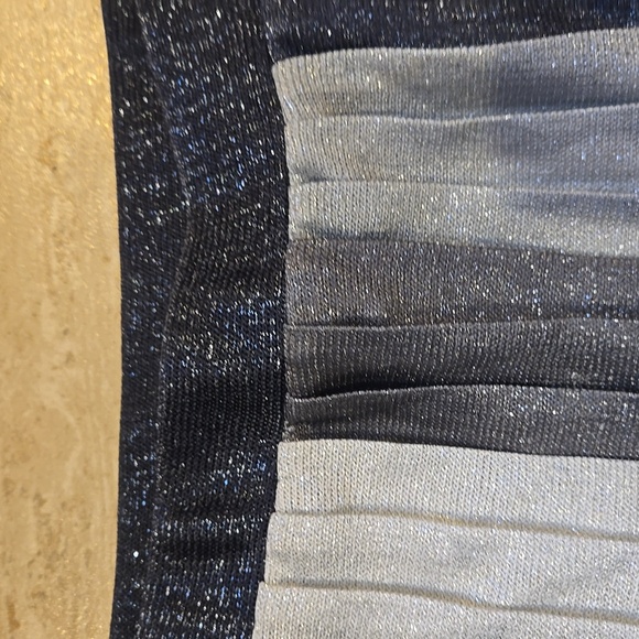 Maeve by Anthropologie Pleated Metallic Silver Shimmer Grays Midi Skirt - Picture 6 of 9